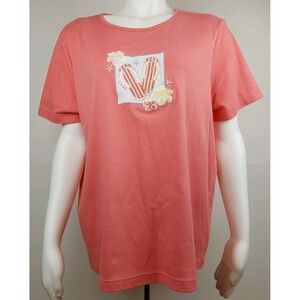 Bonnie Evans Womens Summer TShirt Pink Size 2X Shortsleeve